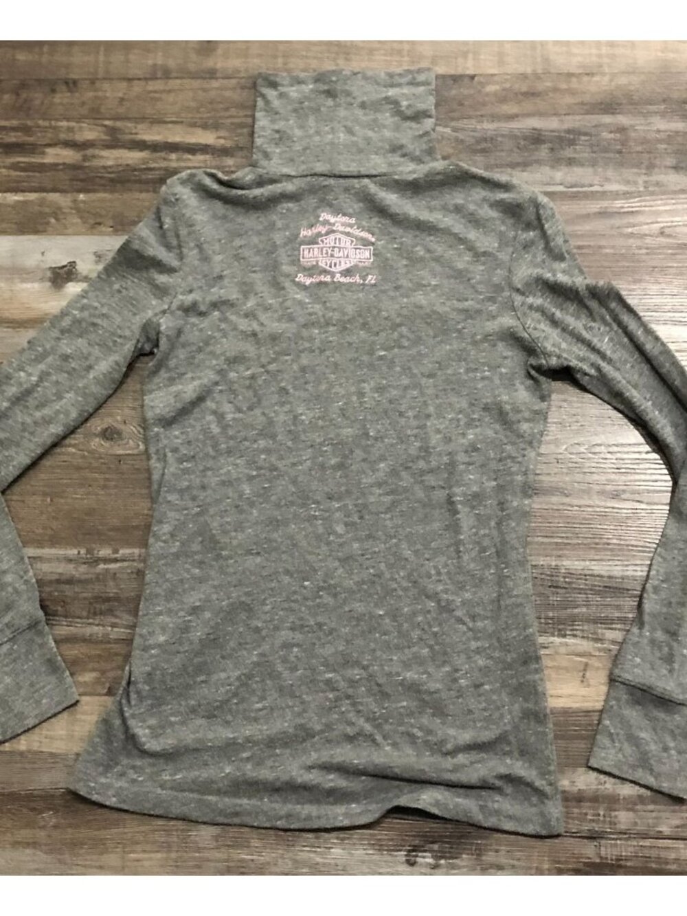 Harley-Davidson Womens Medium Gray Long Sleeve Turtle Neck Shirt - Picture 2 of 7